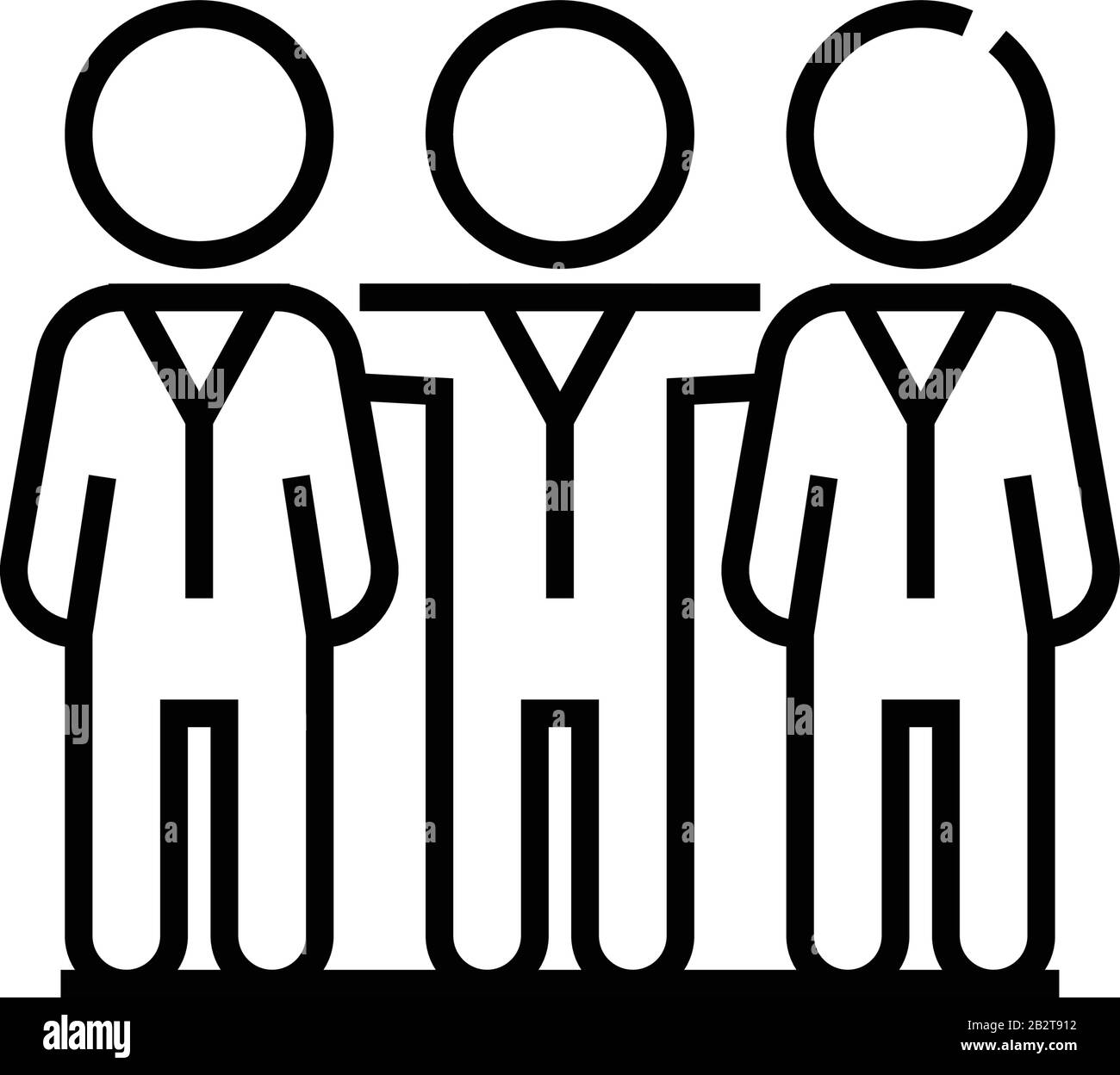 Team work line icon, concept sign, outline vector illustration, linear ...