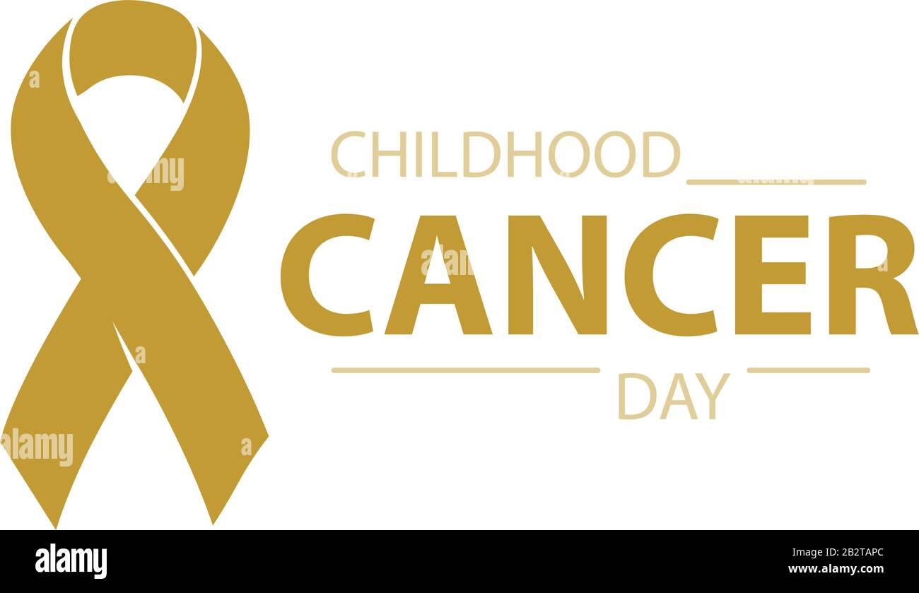 Childhood cancer day. Abstract ribbon sign. Medical symbol rare childhood illness. Isolated logo. Stock Vector