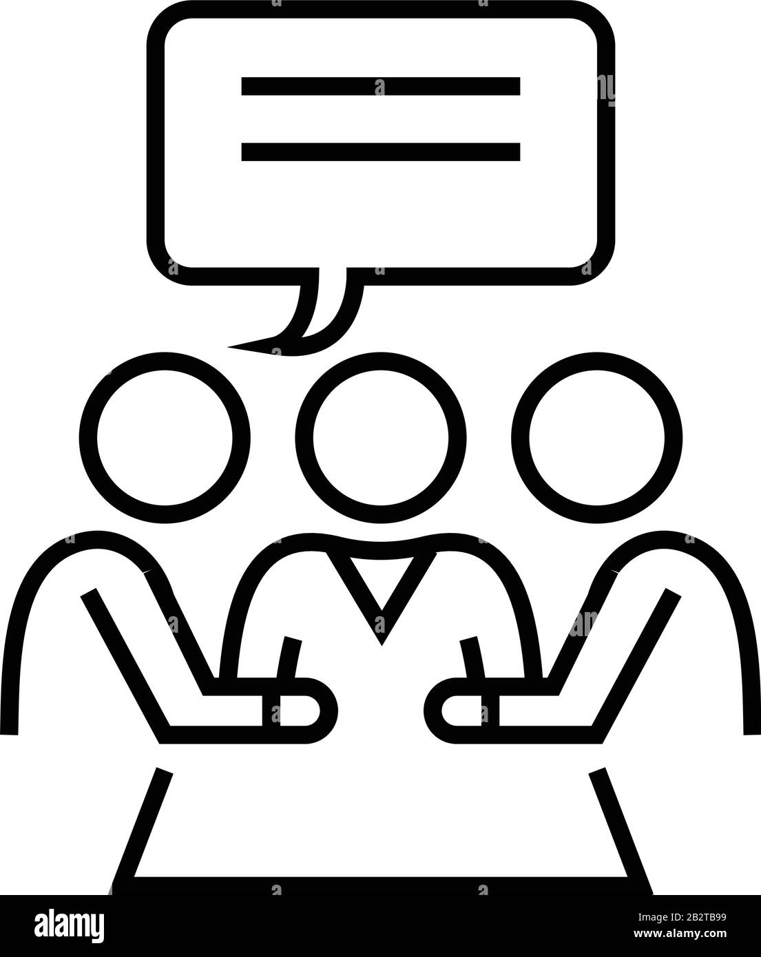 Team discussion line icon, concept sign, outline vector illustration ...