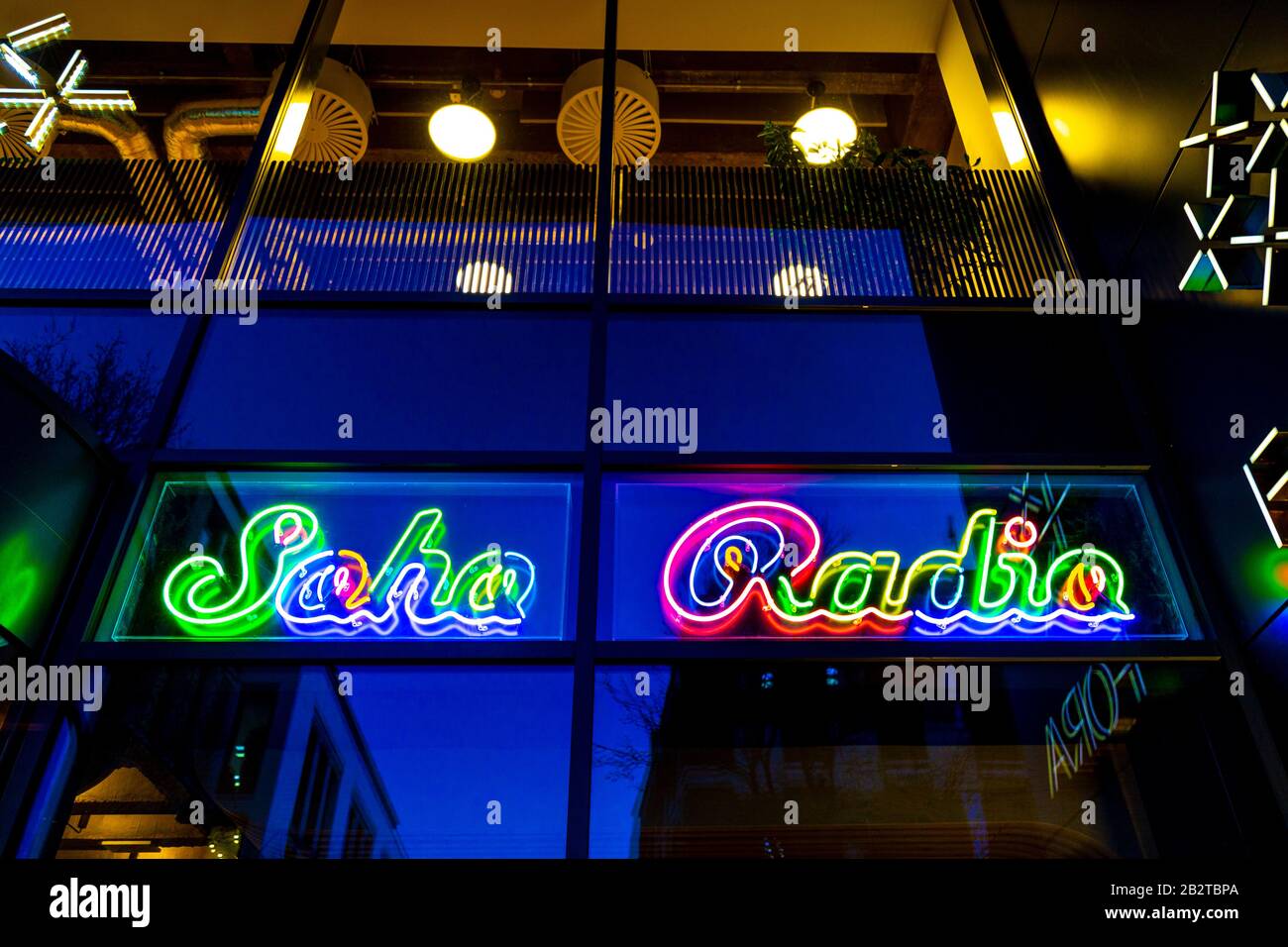 Soho Radio neon sign in Soho, London, UK Stock Photo