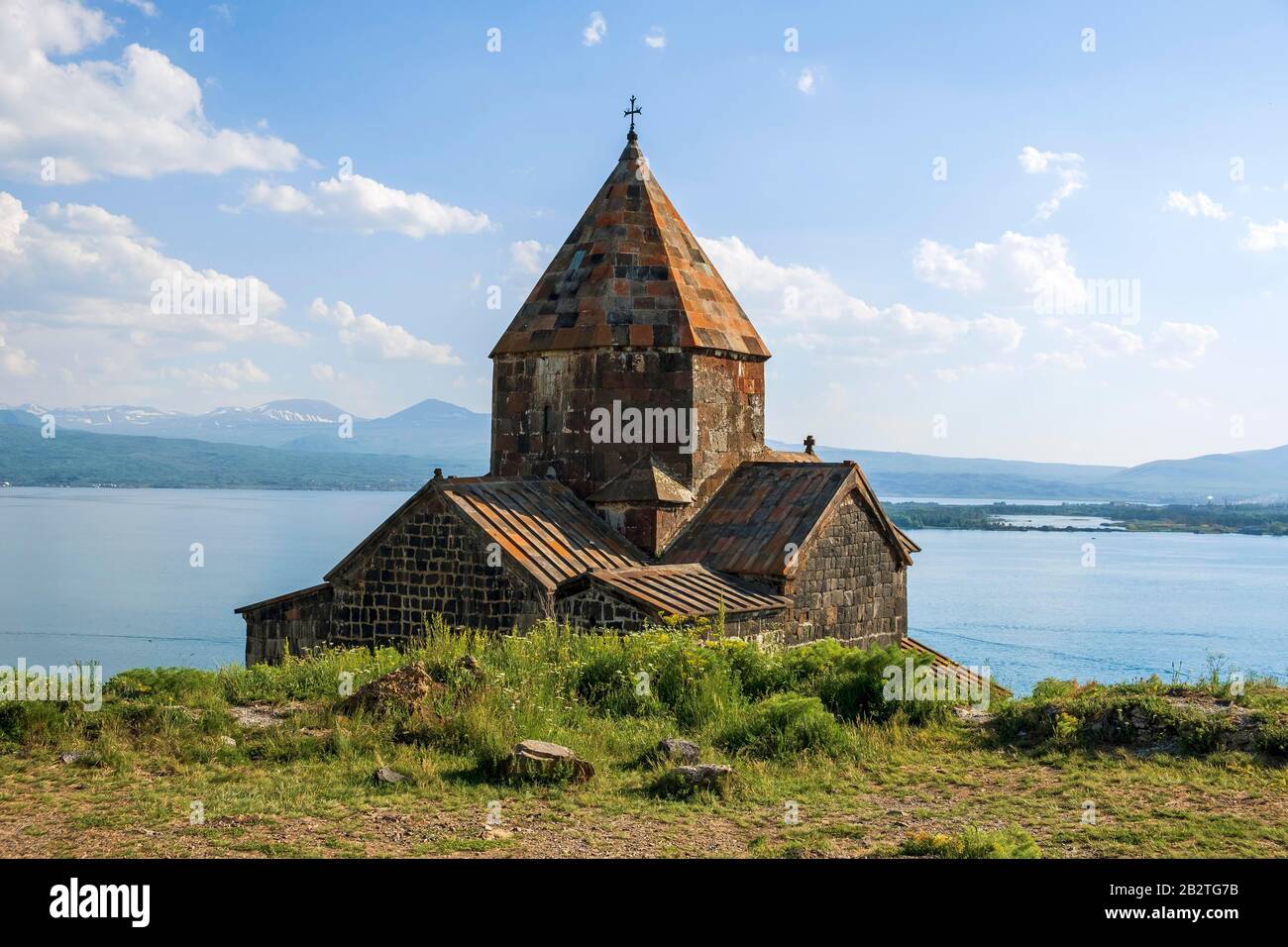 Armenian Orthodox Church Sevanavank above Lake Sevan, Lake Sevan, Armenia Stock Photo