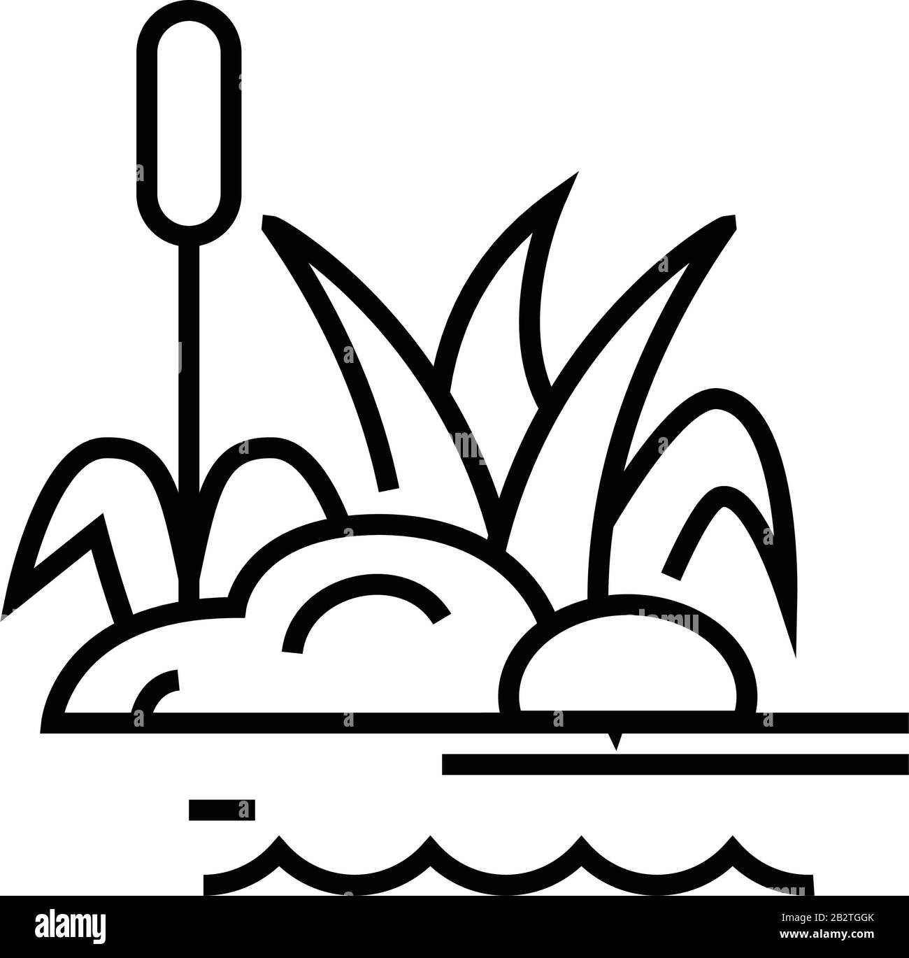 Swamp plants line icon, concept sign, outline vector illustration, linear symbol. Stock Vector