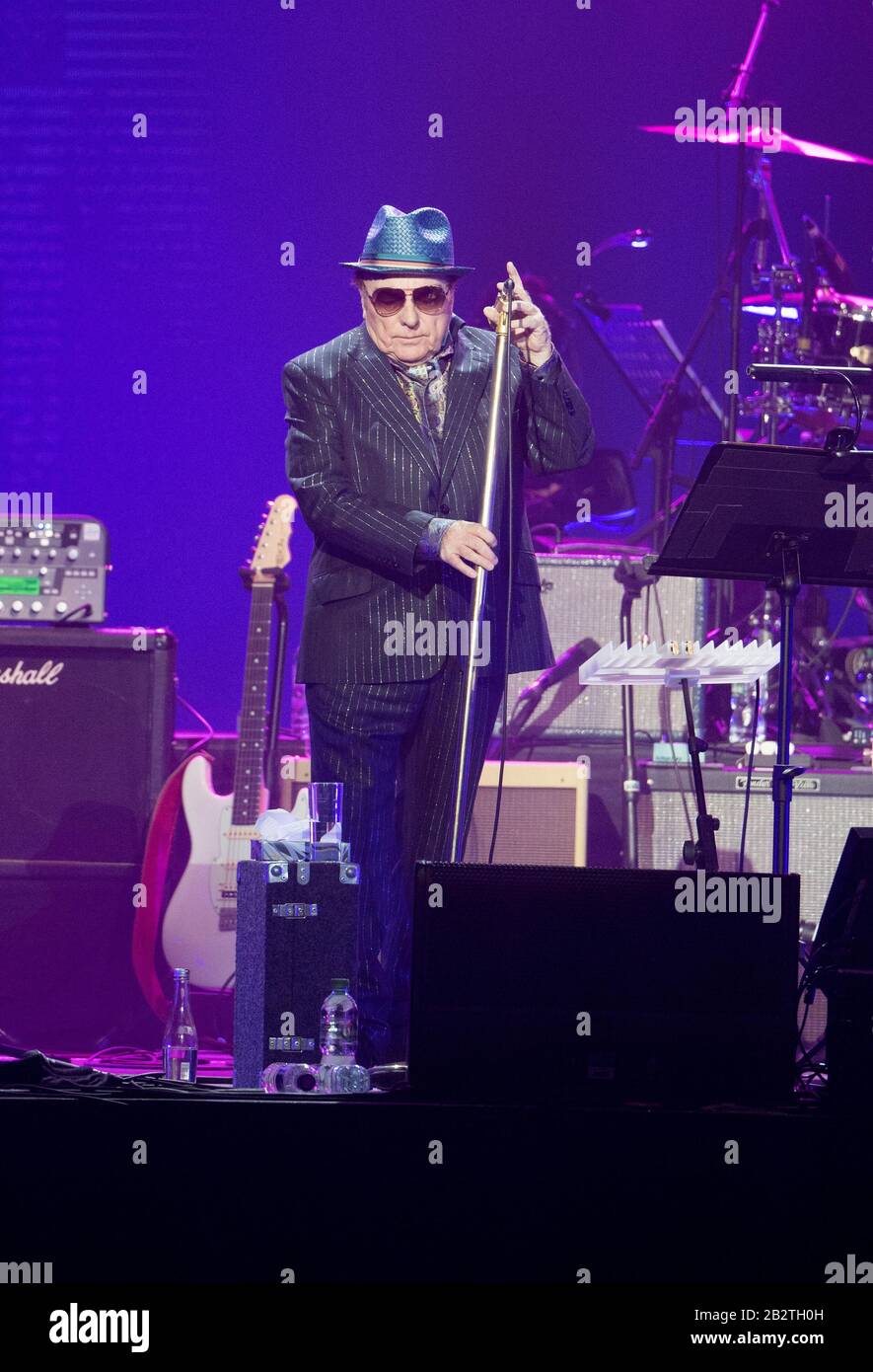 Van Morrison on stage during the Music For The Marsden concert held at the  O2 Arena, London Stock Photo - Alamy