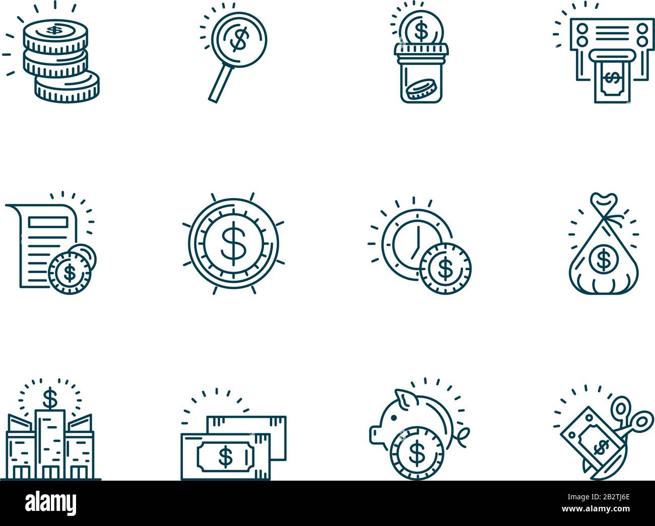 money and Tax day icons set over white background, line style, vector ...