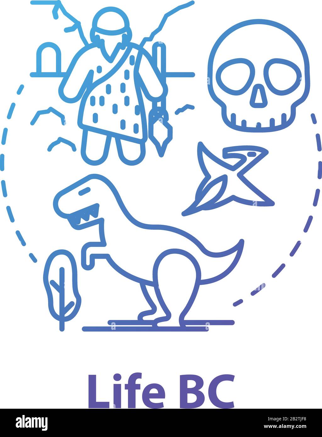 Life BC concept icon. Paleontological research. Studying development of life on planet. Evolution theory. Vector isolated outline RGB color drawing Stock Vector