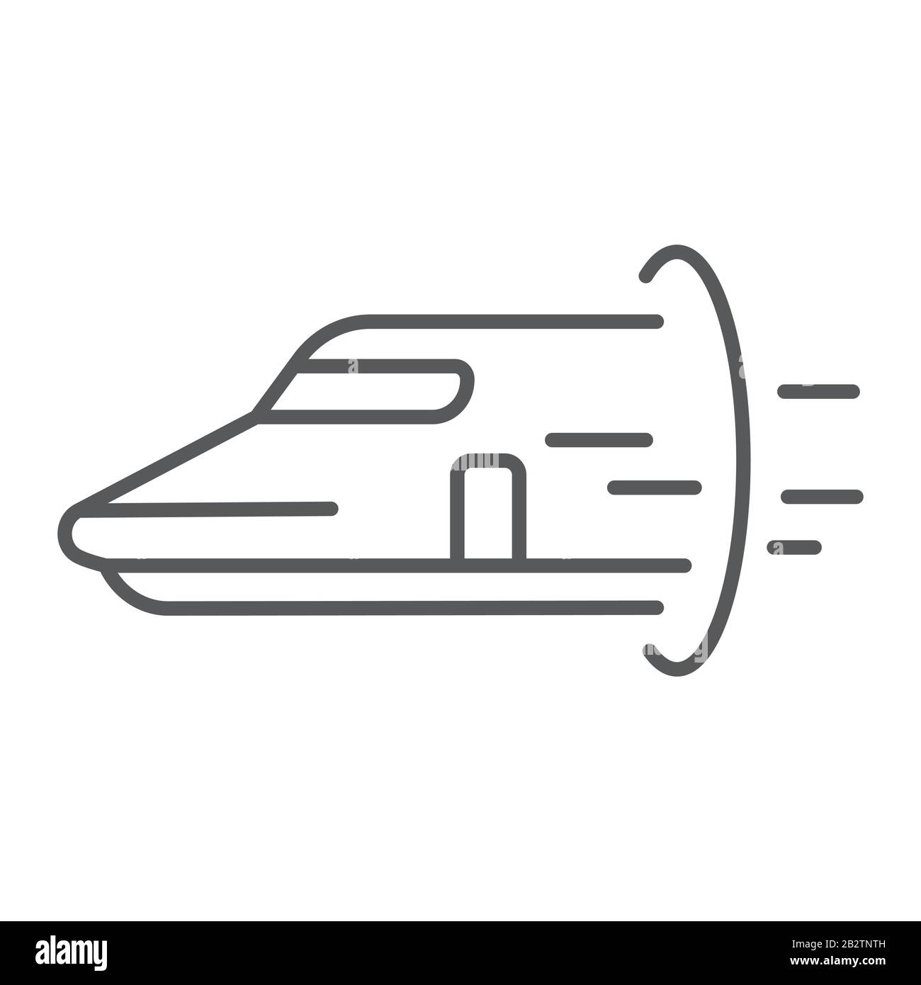 Hyperloop thin line icon, technology and transport, future train sign, vector graphics, a linear pattern on a white background, eps 10. Stock Vector