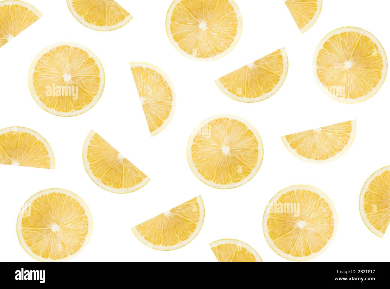 pattern with lemon slices on a white background. Stock Photo
