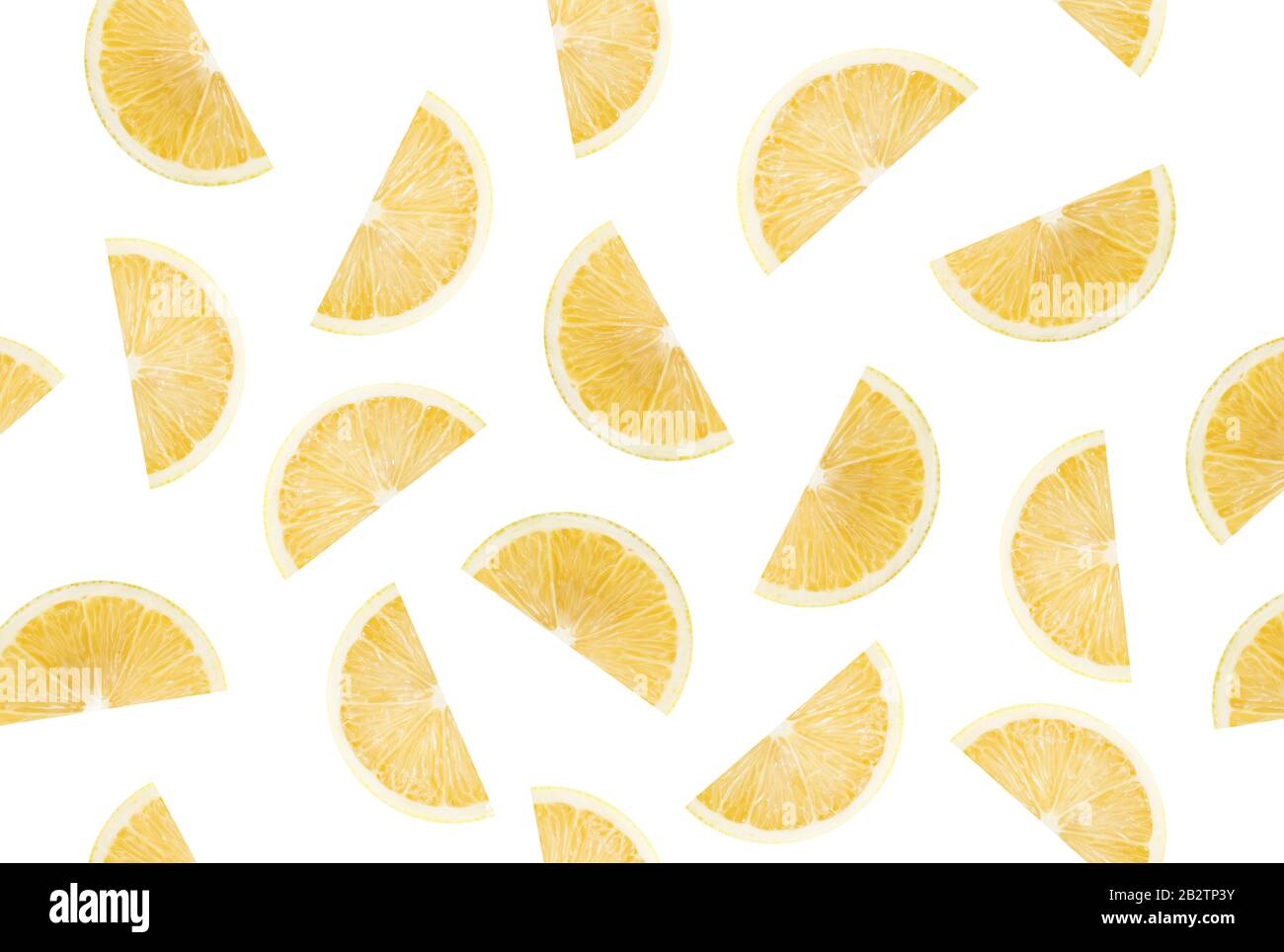 pattern with lemon slices on a white background. Stock Photo