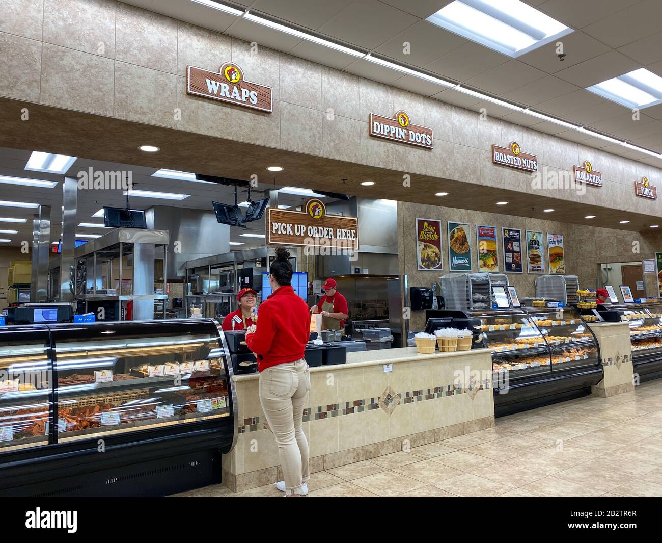Houston, TX/USA2/25/20 The food pick up order counter at a Buc ees