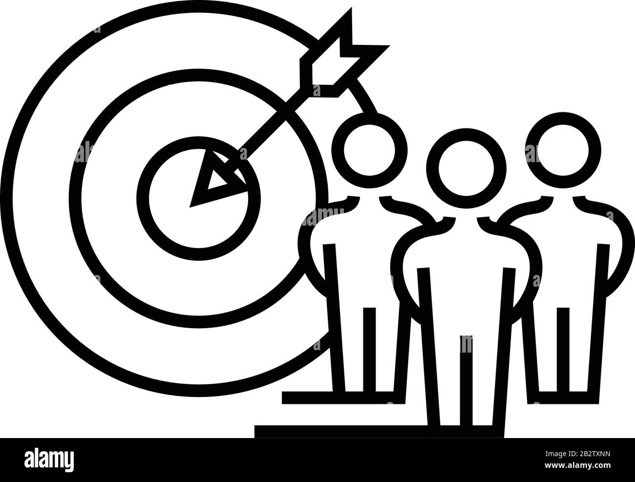 Team targets line icon, concept sign, outline vector illustration ...