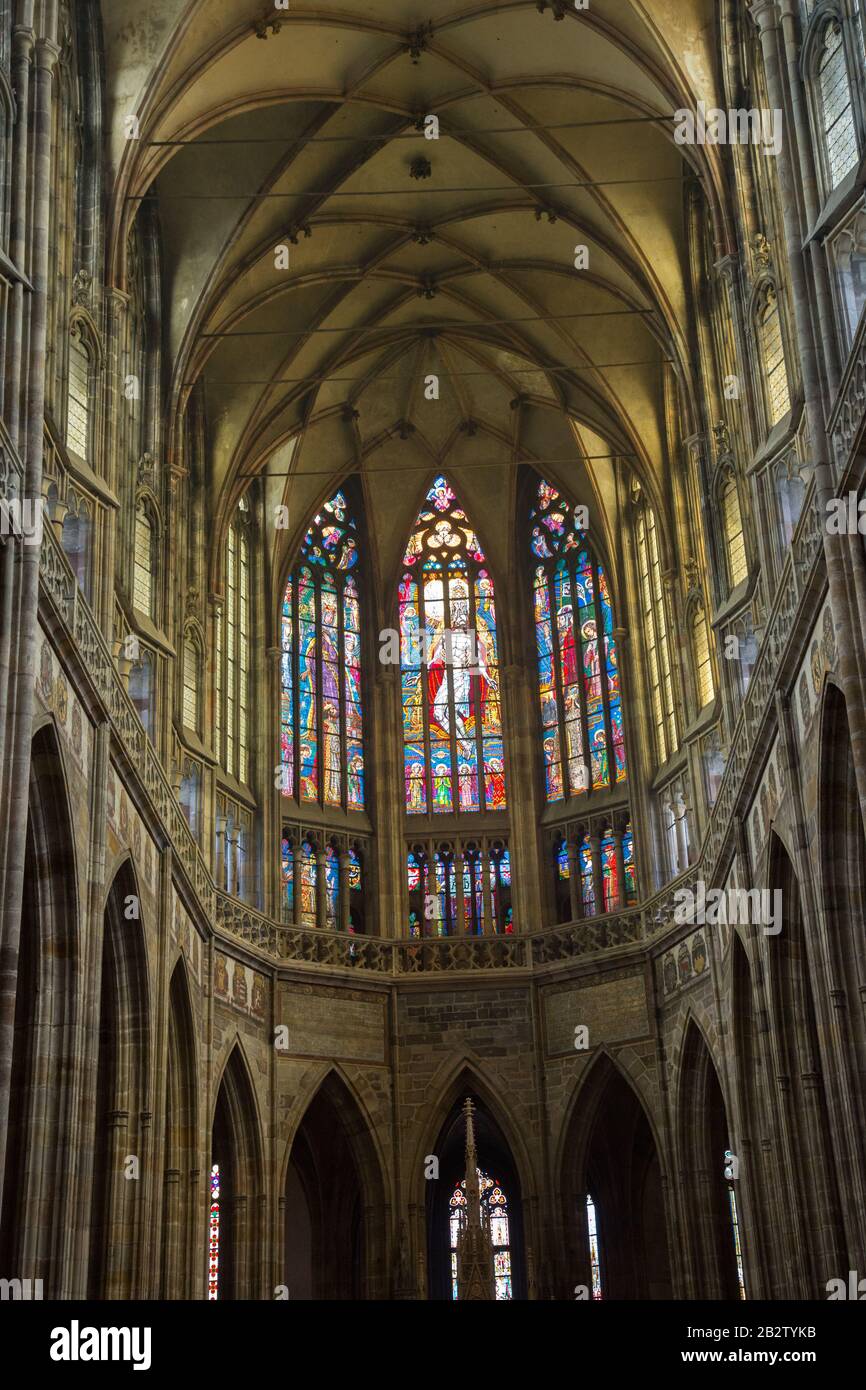 Church, stained glass, windows, gothic architecture, god Stock Photo