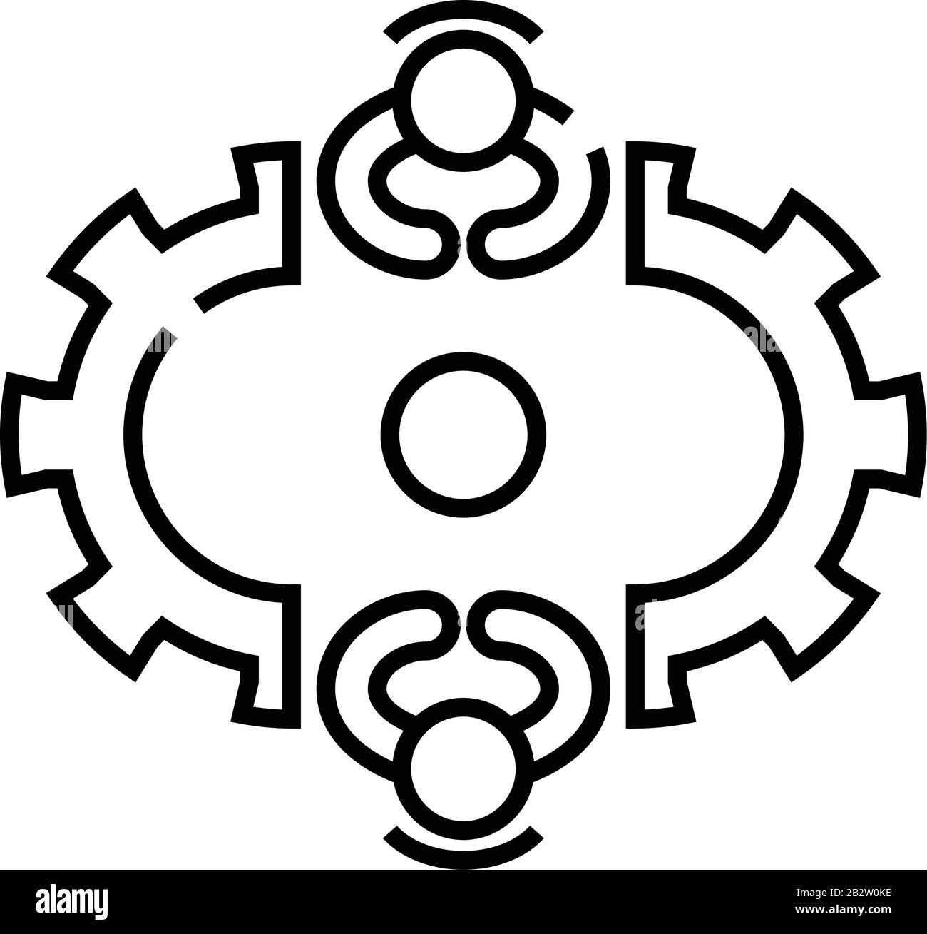 Team brainstorm line icon, concept sign, outline vector illustration ...