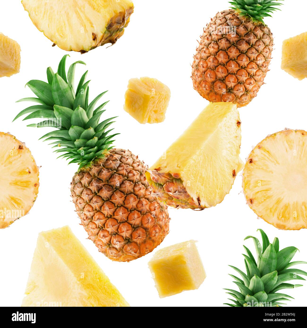 seamless pattern with pineapple and pineapple slices. Stock Photo