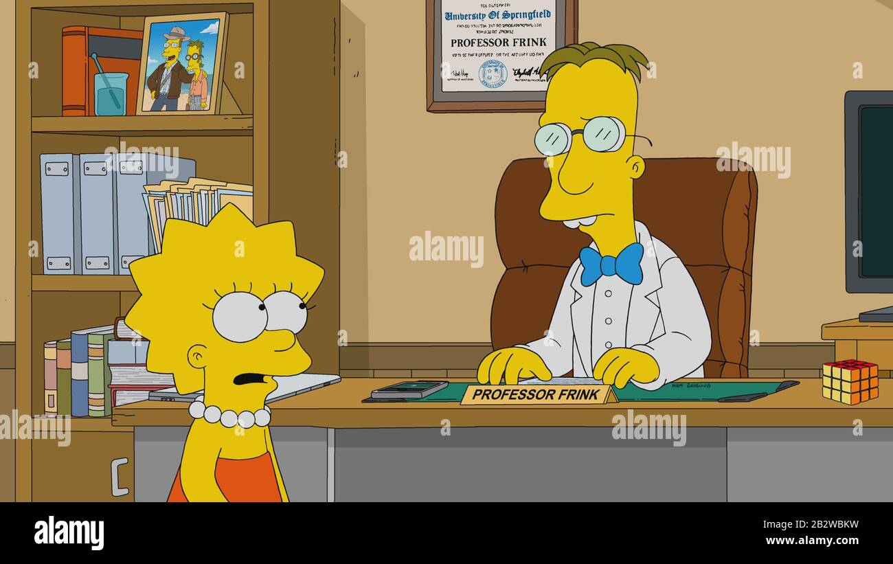 THE SIMPSONS, from left: Lisa Simpson (voice: Yeardley Smith), Professor  Frink (voice: hank Azaria), Frinkcoin , (Season 31, Episode 3107, aired Feb  23, 2020). photo: ©Fox / Courtesy Everett Collection Stock Photo - Alamy