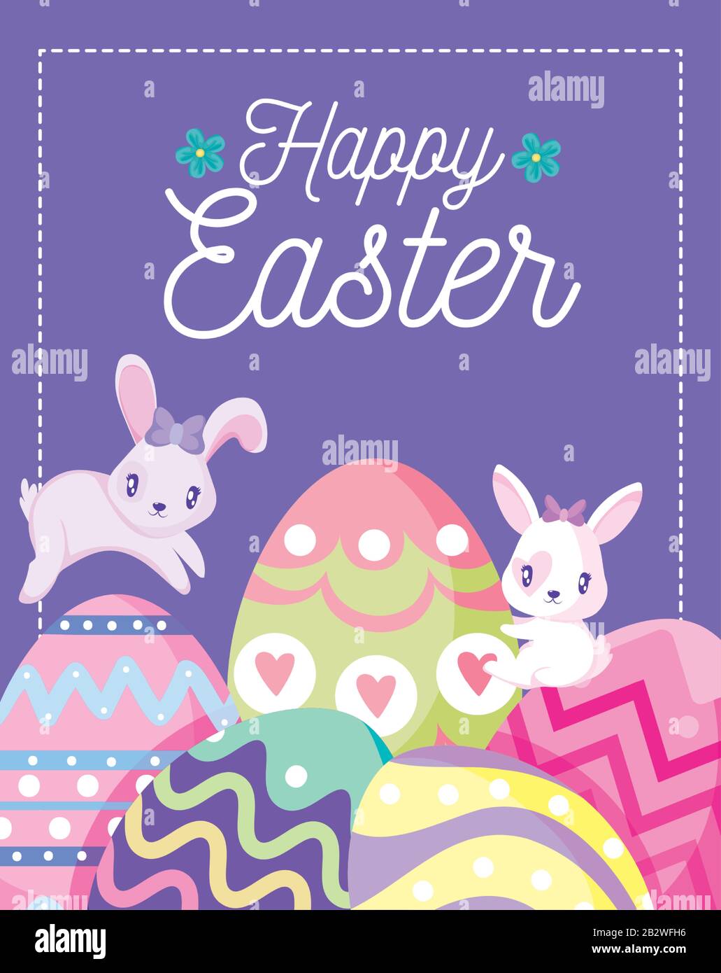 Happy easter rabbits with eggs design, Spring decoration holiday ...