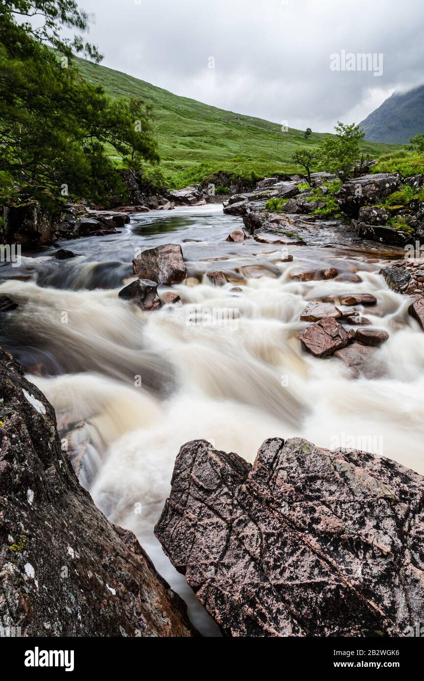 Glen Coe and Glen Etive at Dawn. Scene of the Campbells and MacDonalds ...