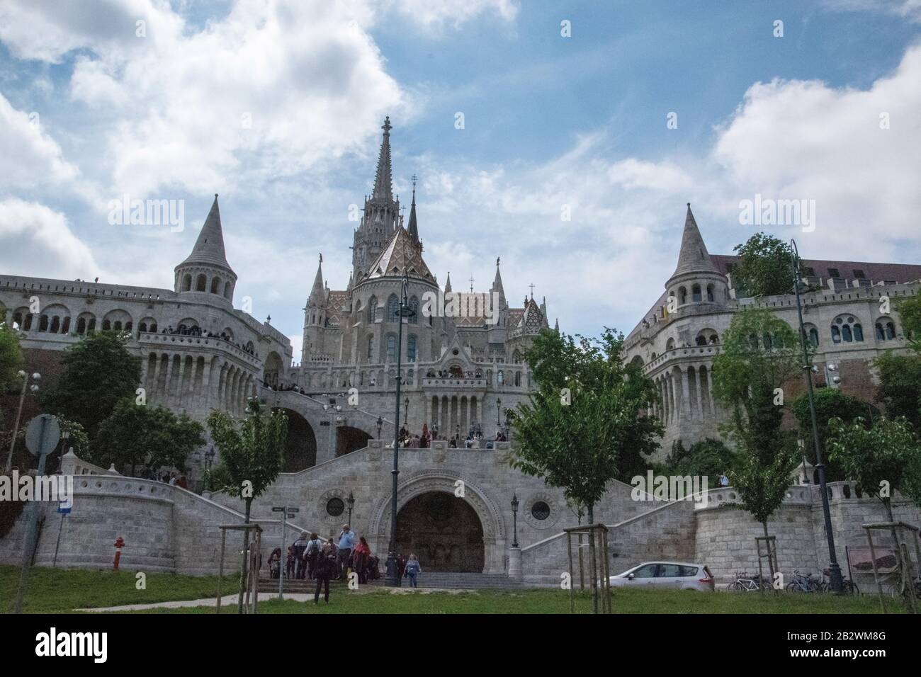 Tourists at the Halászbástya or Fisherman's Bastion is one of the best known monuments in Budapest, Hungary. Stock Photo