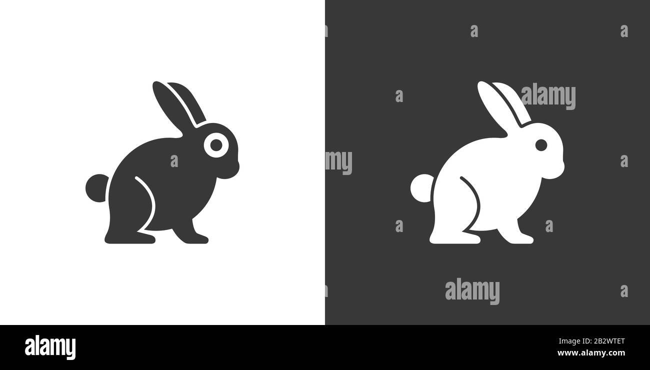 Rabbit. Isolated icon on black and white background. Animal glyph ...