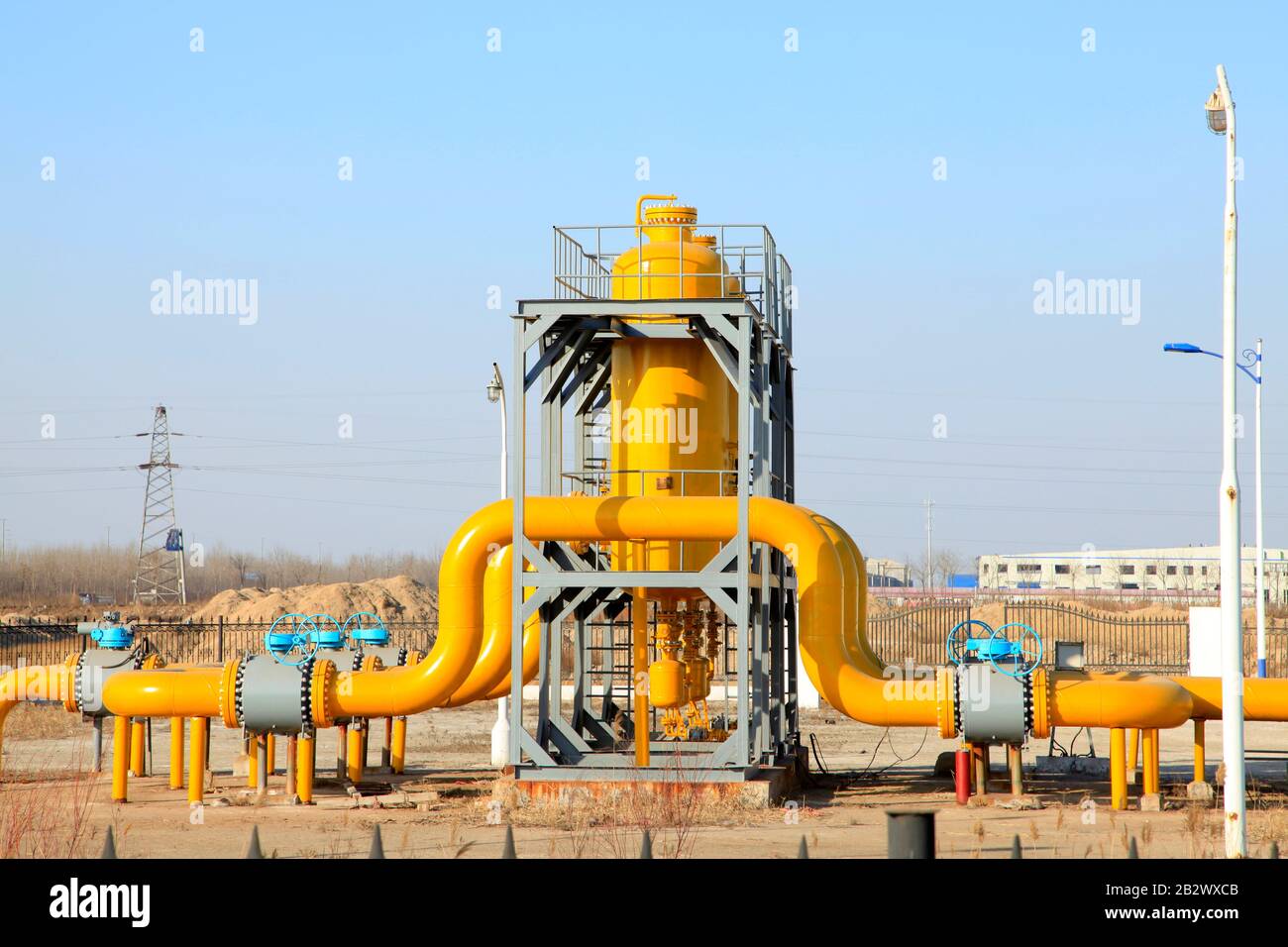Oilfield equipment and pipeline Stock Photo