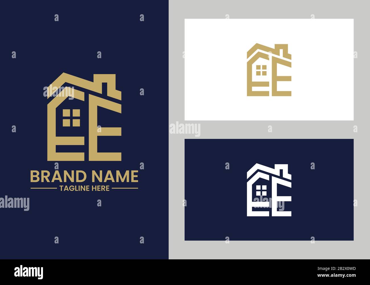 Initial Letter E and E with the roof. Real estate logo design concept ...
