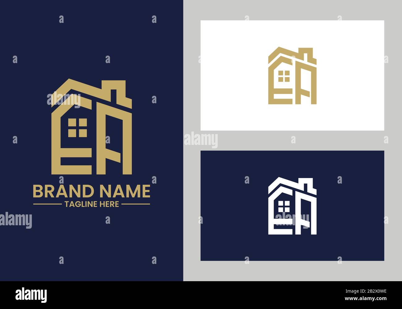Initial Letter E and A with the roof. Real estate logo design concept ...