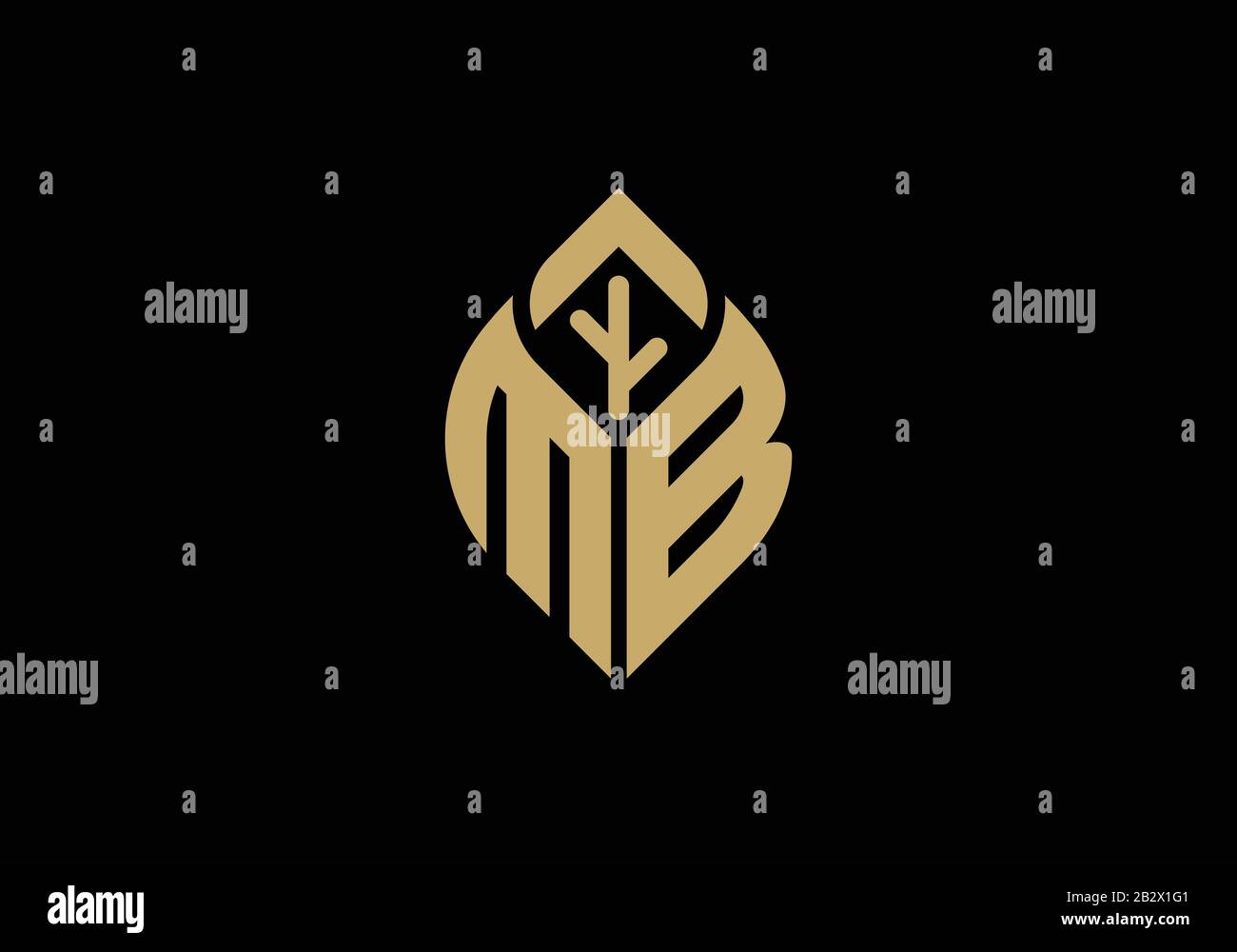Initial letter M and B with abstract leaf logo sign symbol Stock Vector ...