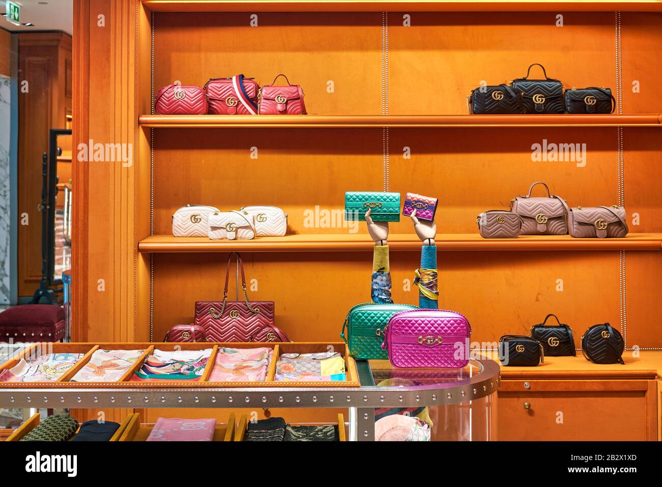 DUBAI, UAE - CIRCA JANUARY 2019: interior shot of Gucci store in Dubai ...