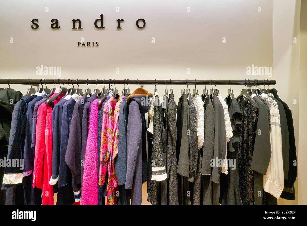 HONG KONG CHINA JANUARY 23 2019 clothes on display at Sandro
