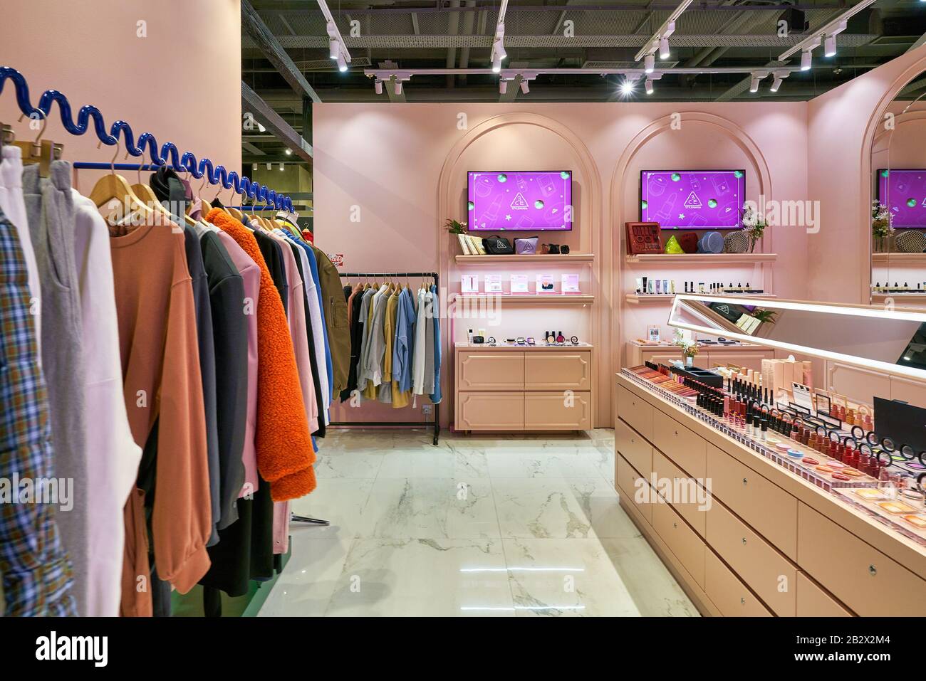 HONG KONG, CHINA JANUARY 23, 2019 clothes on display at a store in