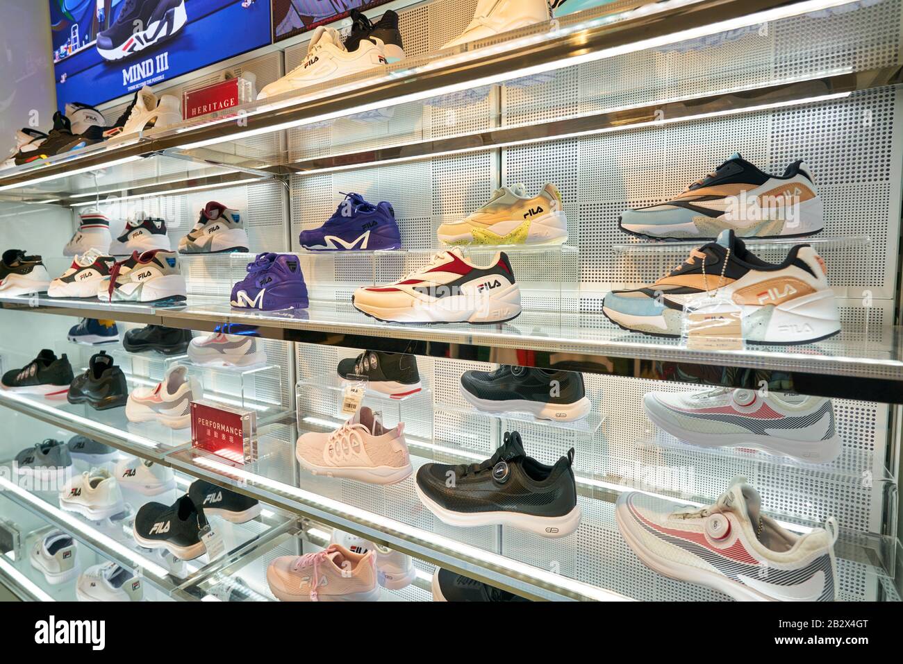 HONG KONG, CHINA - CIRCA JANUARY, 2019: Fila footwears on display at a store  at New Town Plaza in Hong Kong Stock Photo - Alamy