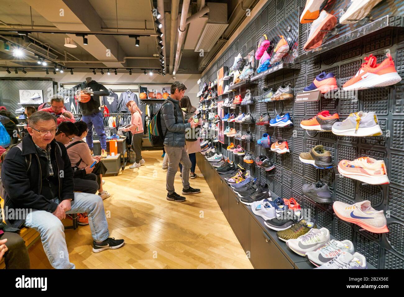 HONG KONG, CHINA CIRCA JANUARY, 2019 Nike footwears on display a