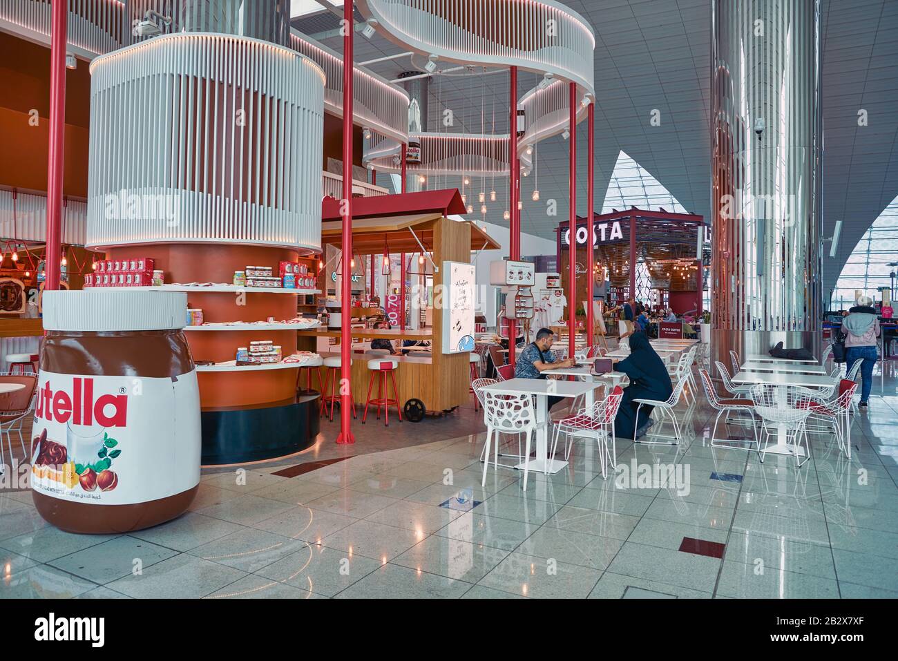 DUBAI, UAE CIRCA JANUARY 2019 Nutella Cafe in Dubai International Airport. Nutella is a brand