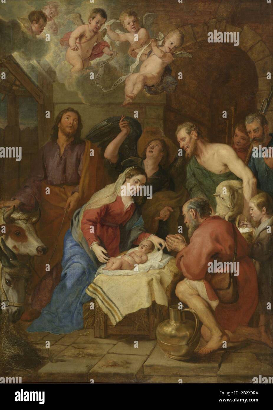Gaspar de Crayer - The Adoration of the Shepherds. Stock Photo