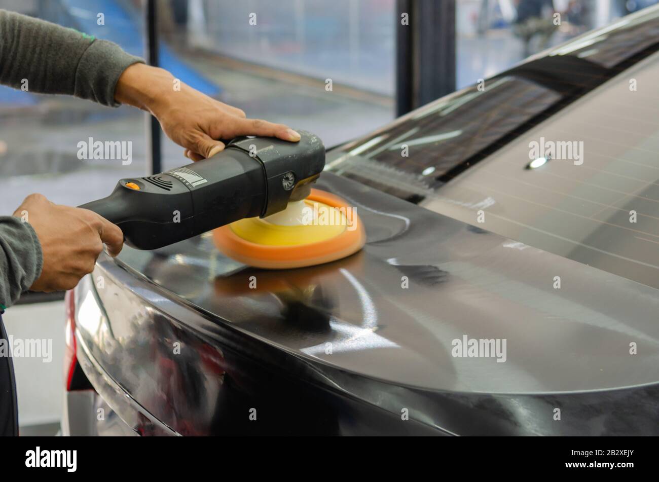 Car detailing.Man hand holding and polish the car Stock Photo Alamy