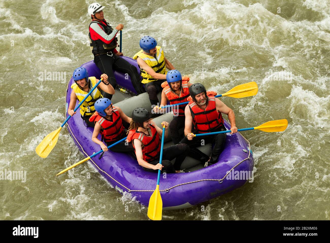 Whitewater Rafting Boat Union Of Seven People Stock Photo