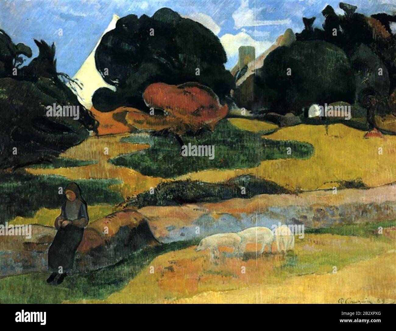 Gauguin 1889 Gardeuse de porcs. Stock Photo
