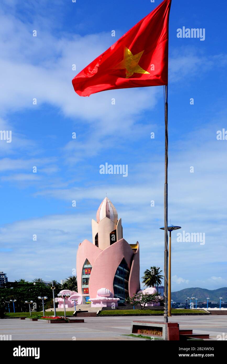 NHA TRANG, VIETNAM – 29 FEBRUARY 2020 : Tram Huong Tower, which is located in the center of the city, is considered as the symbol of Nha Trang city Stock Photo