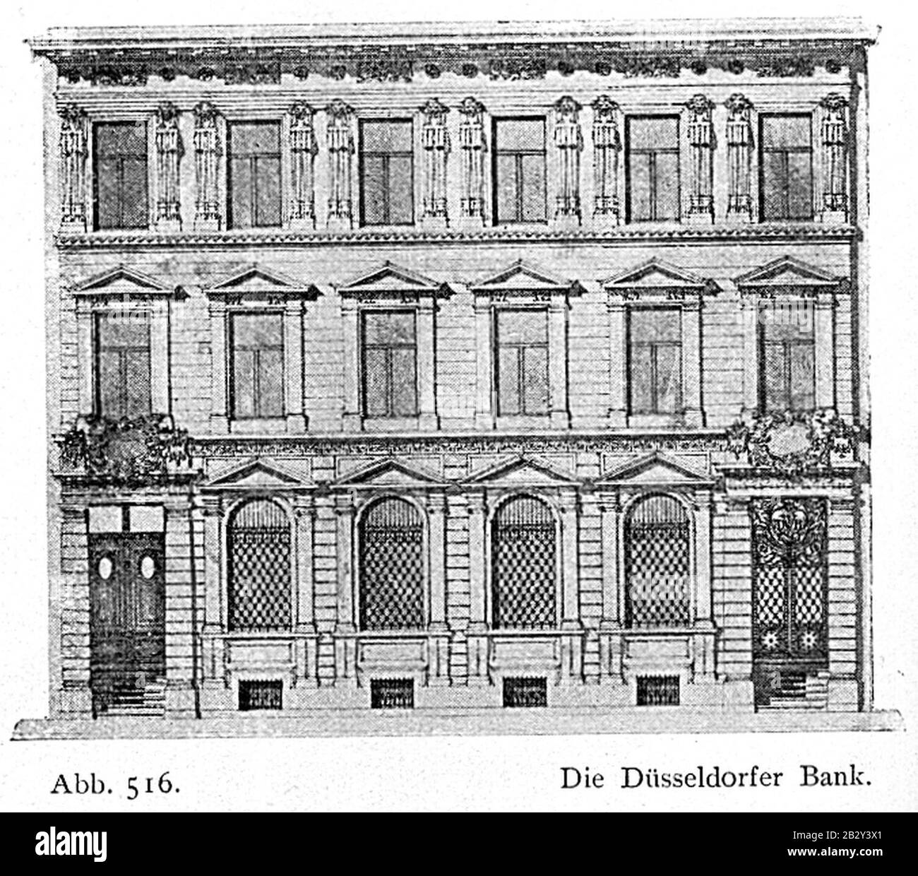 Gebäude der Düsseldorfer Volksbank (später Geschäftshaus der Düsseldorfer Bank) Breite Straße 7 in Düsseldorf erbaut 1890 vom Architekten Peter Paul Fuchs. Stock Photo