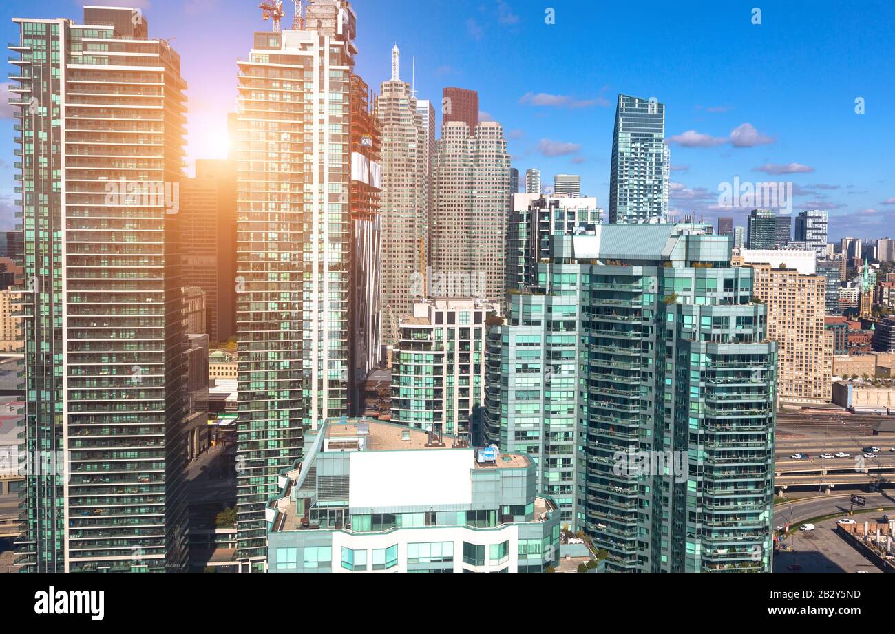 New Toronto Residential condominiums in a trendy district near the lake shore facing Ontario lake Stock Photo