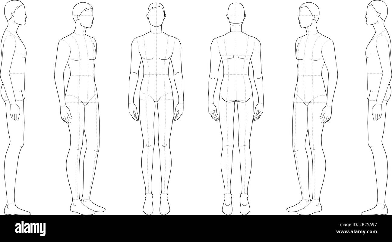 Sketch of male and female body. Models. Front view. Template of male and  female body for drawing clothes. You can print and draw directly on sketches.  Fashion Illustration. Stock Vector | Adobe