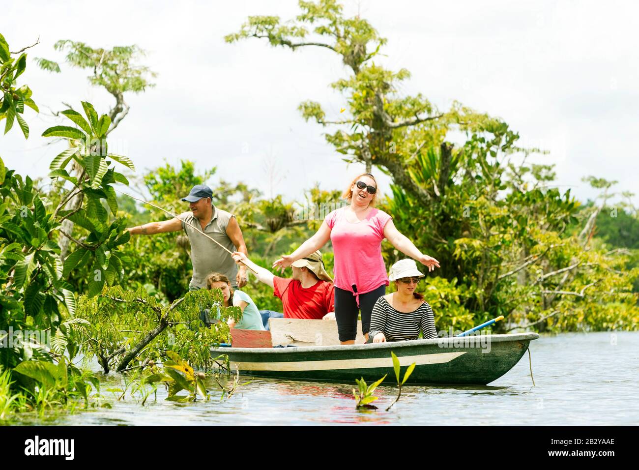 Visitor Fishery Legendary Piranha Catch In Ecuadorian Amazonian First Jungle Stock Photo