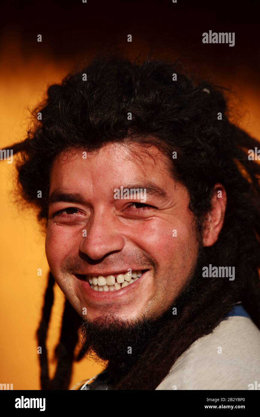 Rasta Man Smiling Natural Light Portrait Stock Photo