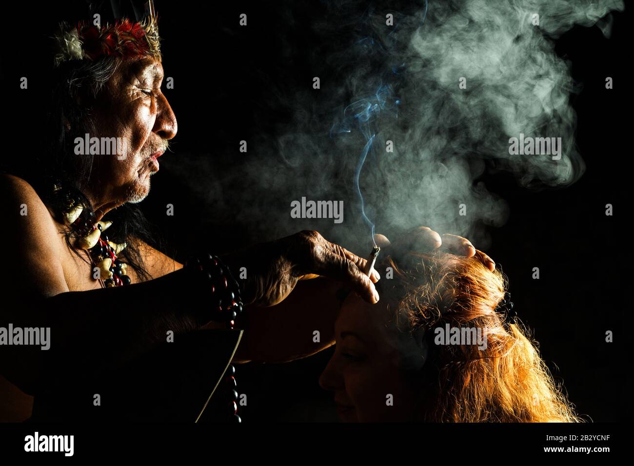 Voodoo In Ecuadorian Amazonia During A Real Ayahuasca Ceremonial Model Released Picture As Seen In April 2015 Stock Photo