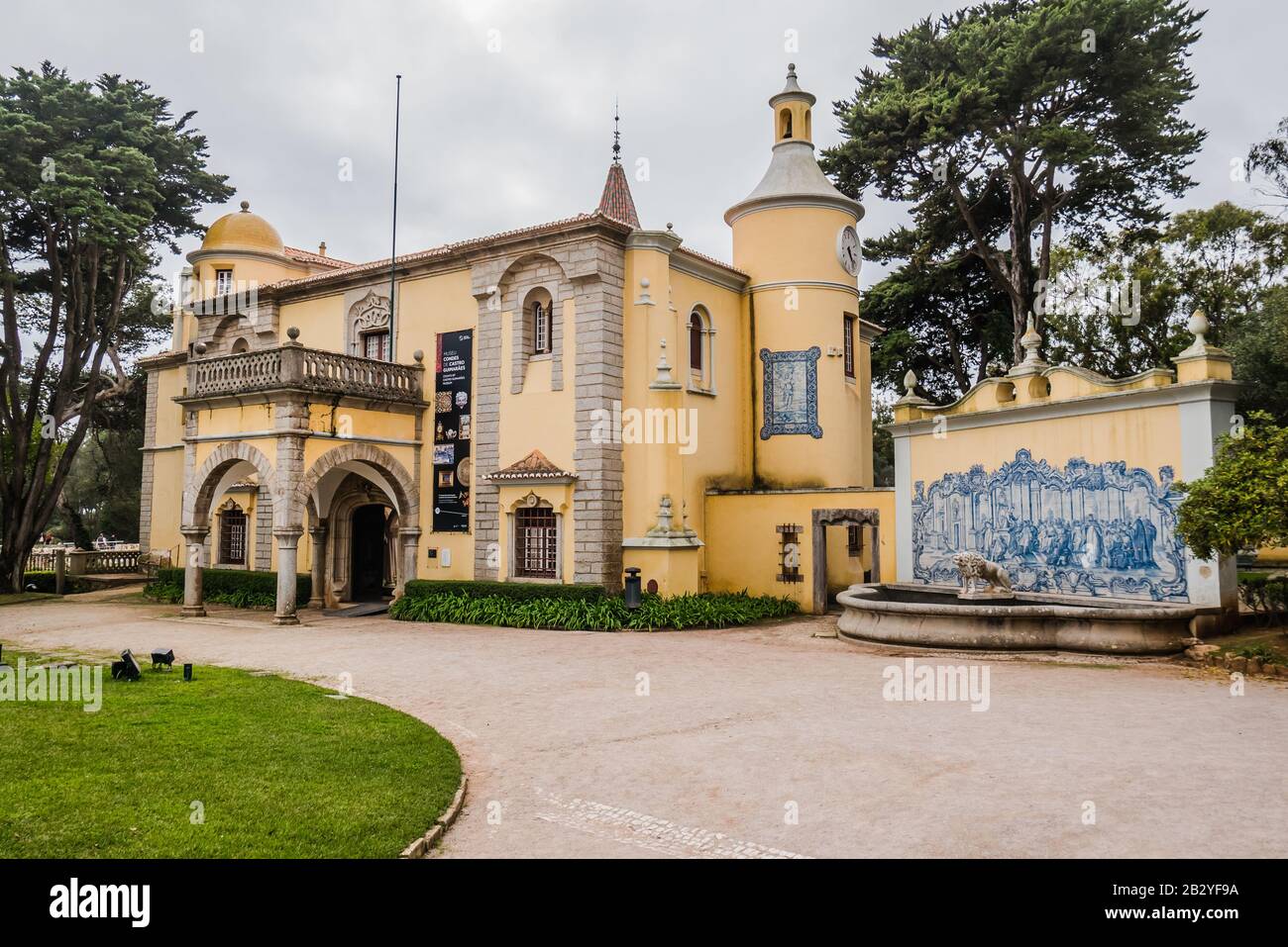Museu Condes de Castro Guimaraes is a revivalist-style palace built in 1900, it has exhibits of paintings, ancient artifacts and old books, and its lo Stock Photo