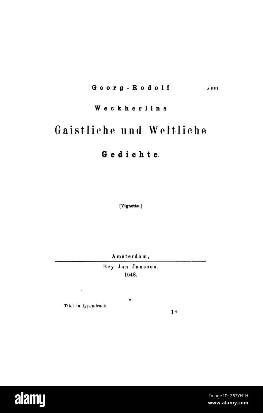 Gedichte (Weckherlin) II 0003 Stock Photo Alamy
