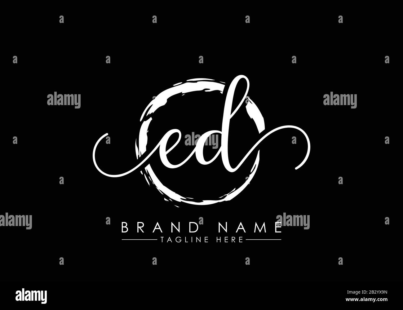 E and D Initial handwriting logo design with brush circle. handwritten ...
