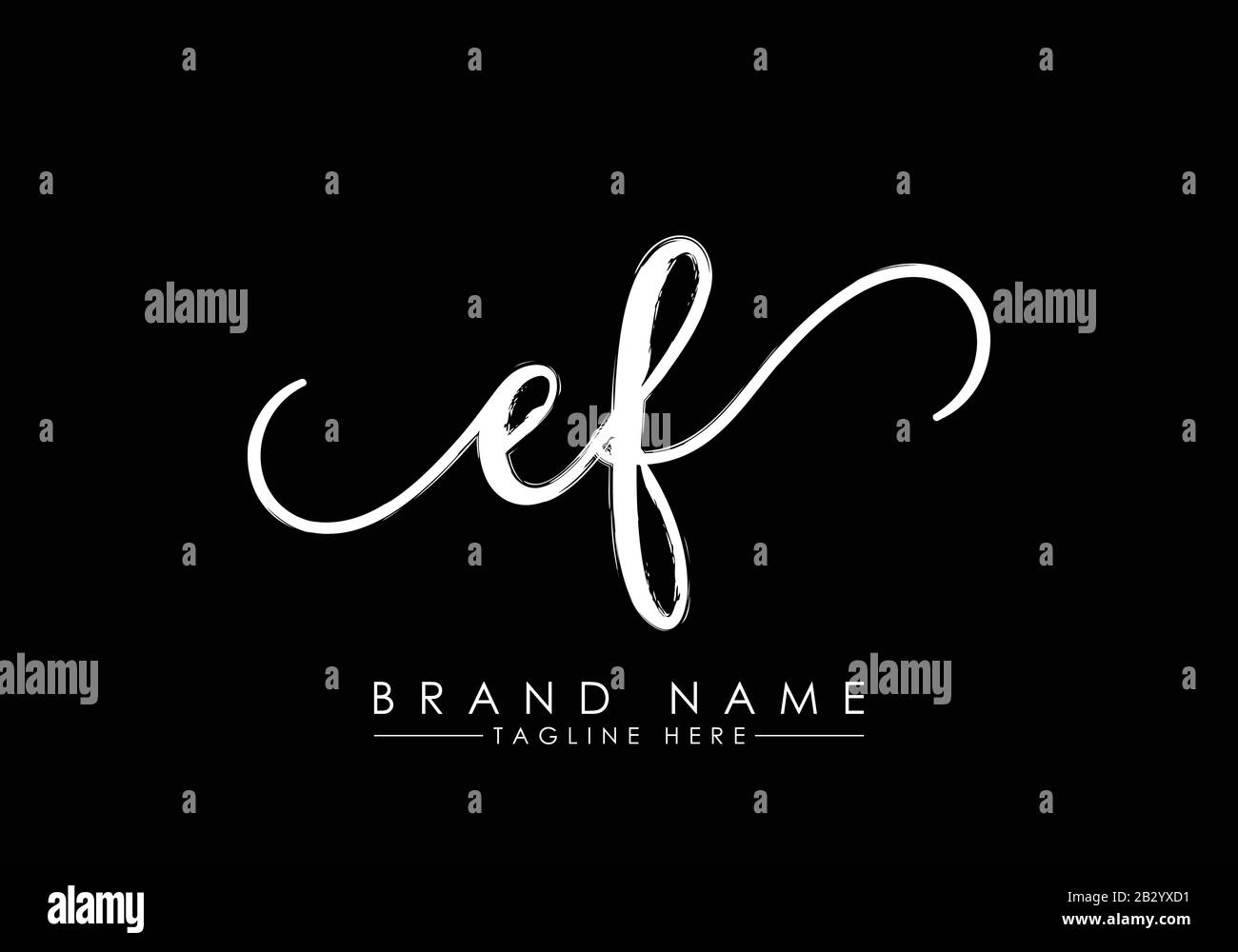 E F Initial handwriting logo vector, Handwriting logo design with Brush ...