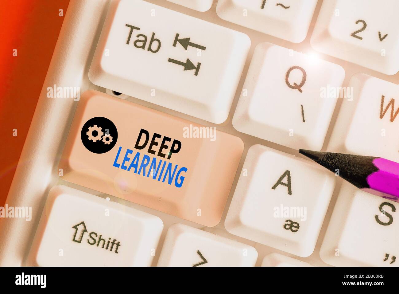 Text sign showing Deep Learning. Business photo text the collection of algorithms used in machine learning Stock Photo
