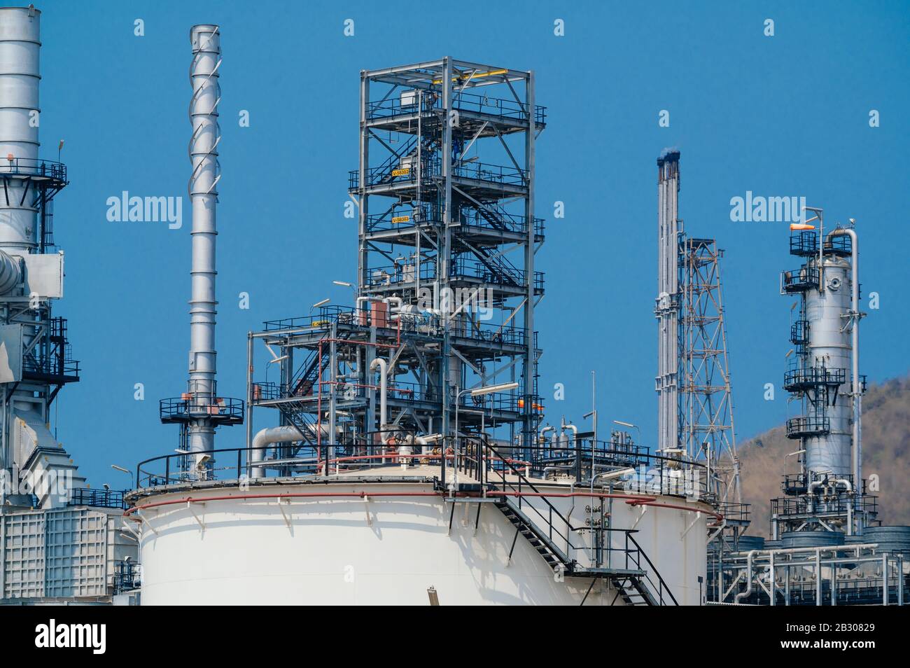 Industrial zone,The equipment of oil refining,Closeup of industrial