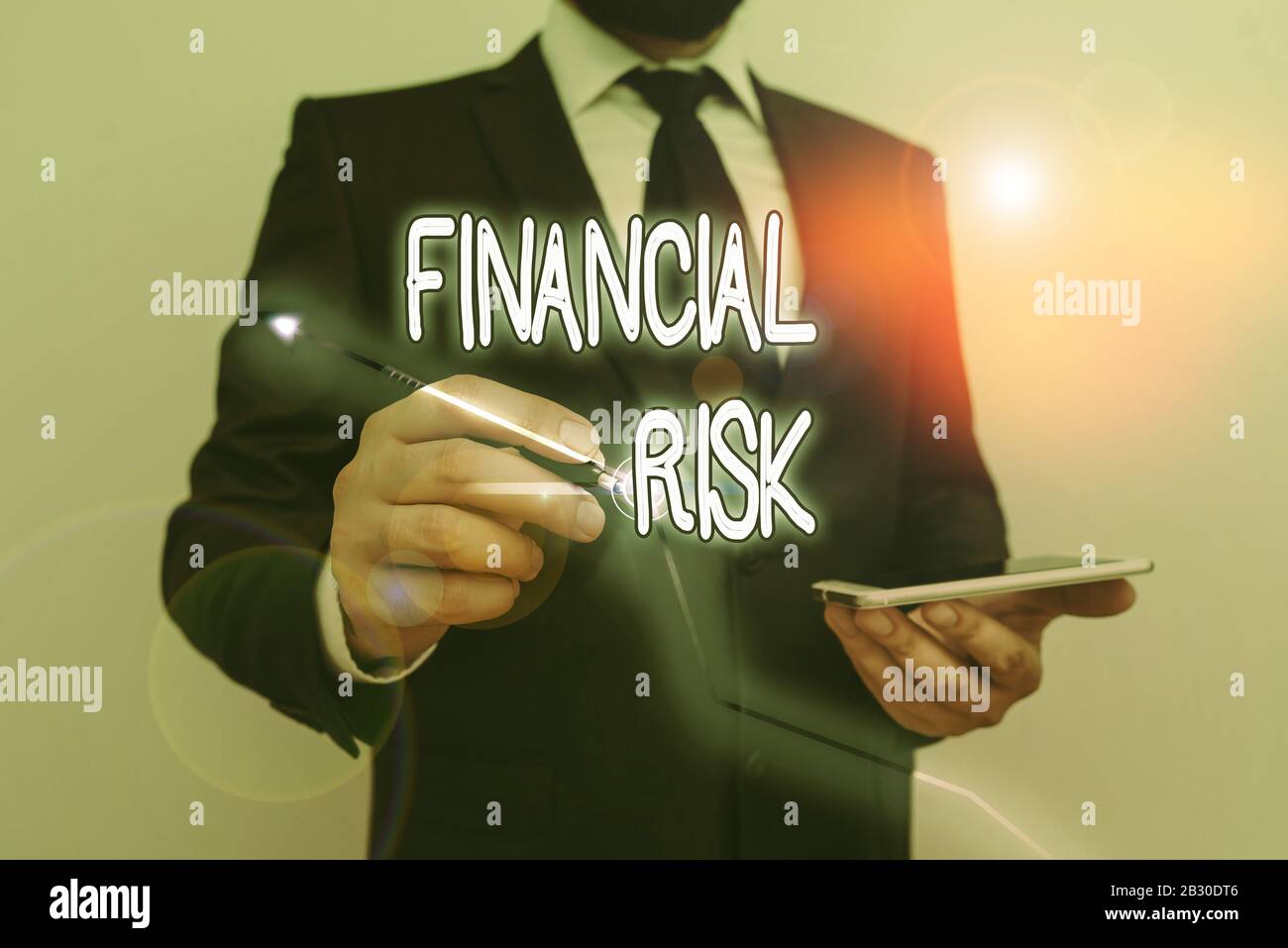 Conceptual hand writing showing Financial Risk. Concept meaning any of ...